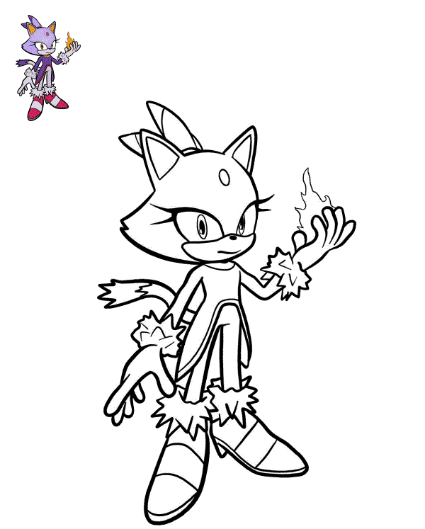 Coloriage Blaze la Chatte - Sonic à imprimer